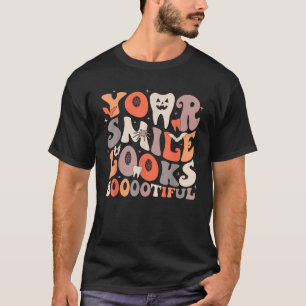 Camiseta Dentes Engraçados de Halloween Dentista Fantasma S