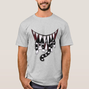 Camiseta Dentes Nítidos Monstro Comendo Horror De Gato