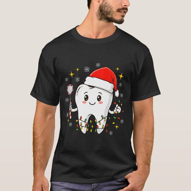 Camiseta Dentist Christmas Teeth Xmas Lights Funny Dental S (Frente)
