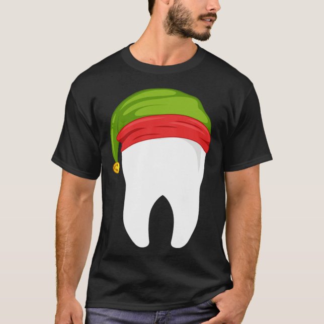 Camiseta Dentist Christmas  tooth Dental  with Elf hat (Frente)