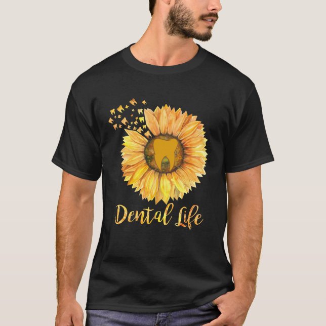 Camiseta Dentist Dental Assistant Life Teeth Sunflower (Frente)