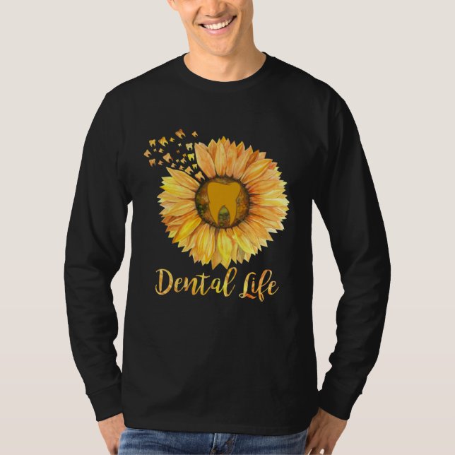 Camiseta Dentist Dental Assistant Life Teeth Sunflower (Frente)