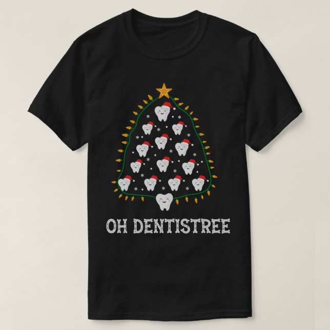 Camiseta Dentista de Natal Dentista Árvore de Dentes (Frente do Design)