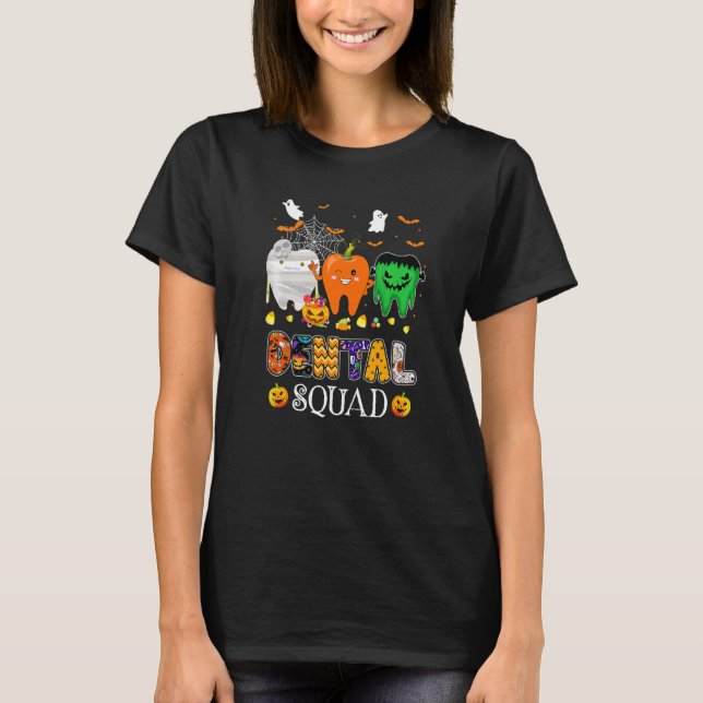 Camiseta Dentista Dental Squad Halloween Traje Spooky Pump (Frente)
