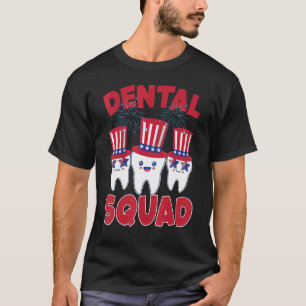 Camiseta Dentista Dental Squad Patriótica 4 De Julho