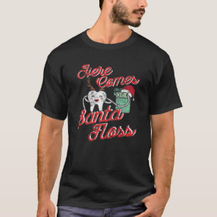 Camiseta Dentista engraçado do Natal de Floss   do papai