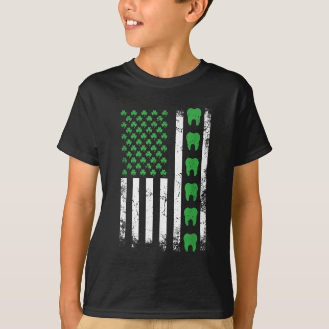 Camiseta Dentista irlandês Americano Flag US Tooth dentdent (Frente)