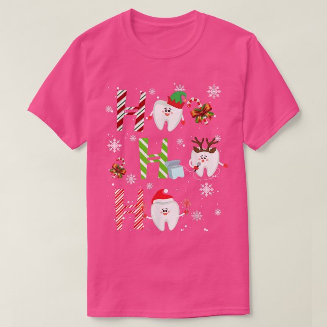 Camiseta Dentista Natal Ho Ho Dente Esquadrão Dental Merr (Frente do Design)