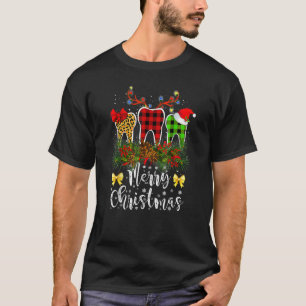 Camiseta Dentista Natal Leopardo Xadrez Tooths Dental Cos