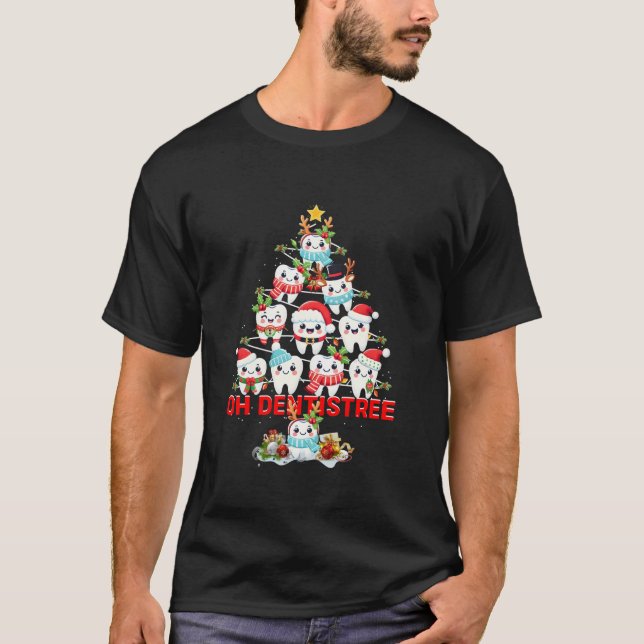 Camiseta Dentistree Dentist Dental Árvore de Natal (Frente)