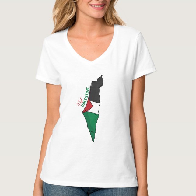Camiseta Dentro da Palestina no mapa, Visite a Palestina (Frente)