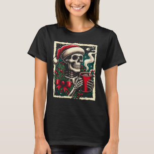 Camiseta Dentro de chocolate quente de esqueleto natalino M