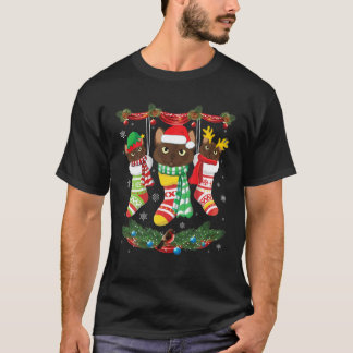 Camiseta Dentro de Gatos Birmaneses Meias de Noel Feliz Dia