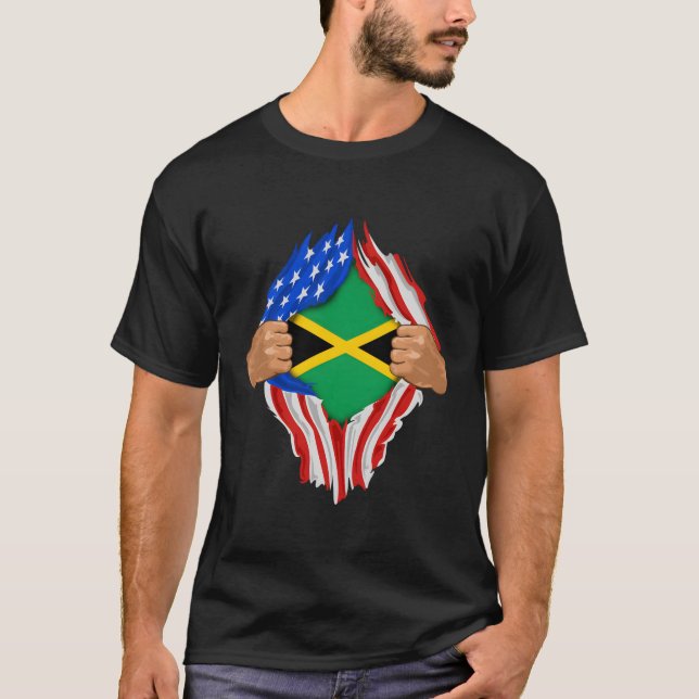 Camiseta Dentro de sangue jamaicano - Jamaica Flag (Frente)