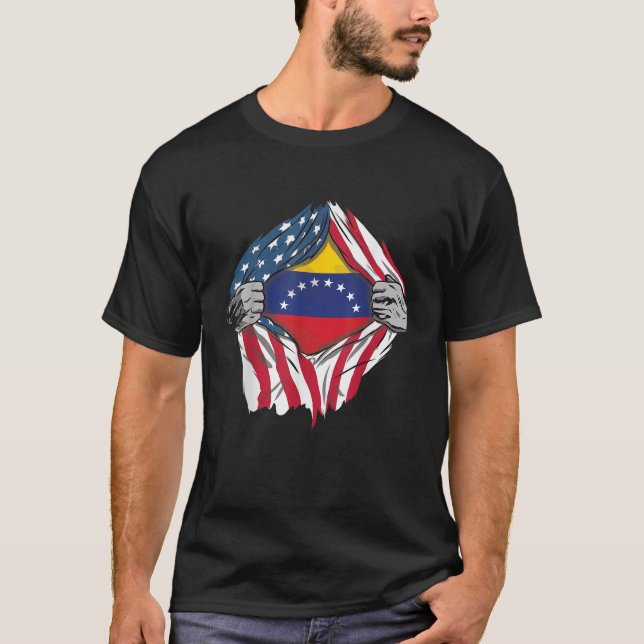 Camiseta Dentro de Sangue venezuelano Venezuela Bandera de  (Frente)