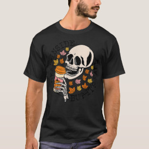 Camiseta dentro do morto, mas o esqueleto de outono da sua