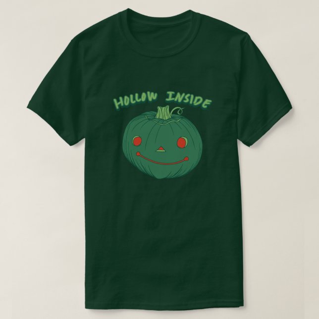Camiseta Dentro Hollow - Pumpkin Verde Punny Jack-o-Lantern (Frente do Design)