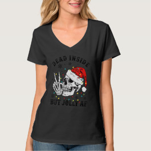Camiseta Dentro morto Mas Jolly Af Skull Santa Hat Family X