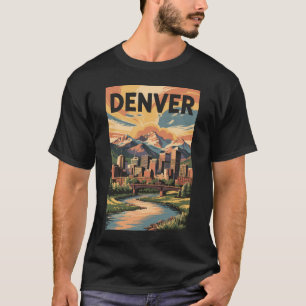 Camiseta Denver Colorado Illustração Sunset Viagem Art