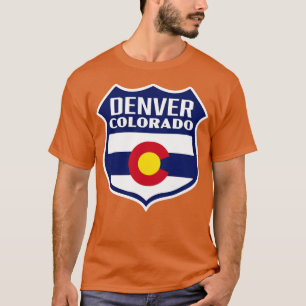 Camiseta Denver Colorado Retro Flag Shield Blue