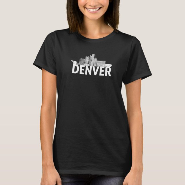 Camiseta Denver Colorado USA City Skyline Silhouette Outlin (Frente)