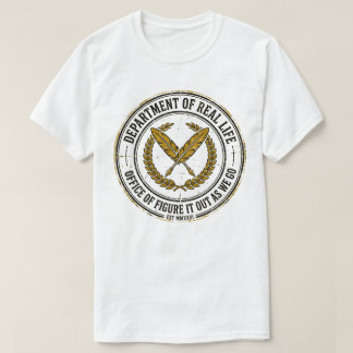 Camiseta Departamento da Vida Real Humorístico Selo Vintage