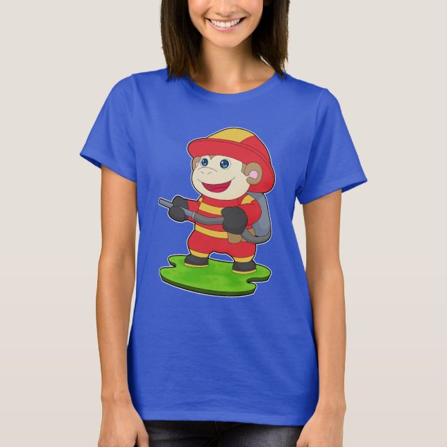 Camiseta Departamento de Bombeiros Macaco Bombeiro (Frente)