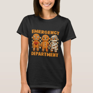 Camiseta Departamento de Emergência de Pão de Mel Natal Enf