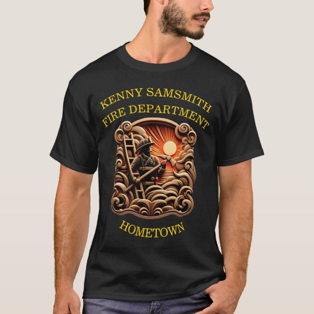 Camiseta Departamentos De Incêndio Crachá De Heróis Do Dia  (Frente)