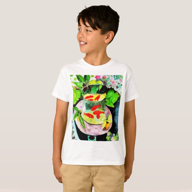 Camiseta depois de Henri Matisse, The Goldfish, desenho dig (Frente Completa)