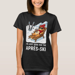 Camiseta Depois do Esqui Gato Esquiando Homens Mulheres Cri