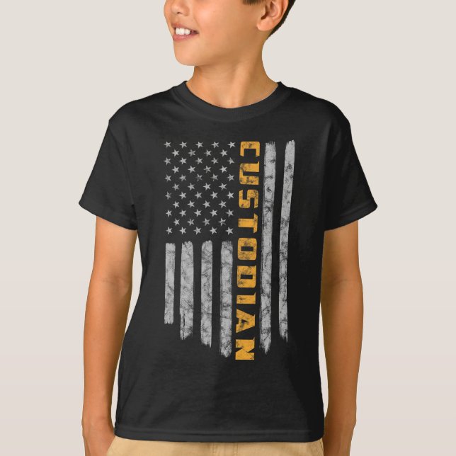 Camiseta Depositário American Flag USA Janitor School (Frente)