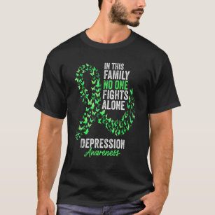 Camiseta Depressão Consciência Mês Borboletas Verdes Ribbo