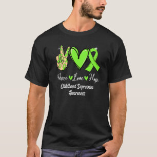 Camiseta Depressão Infantil Paz Amor Esperança Verde Lima R