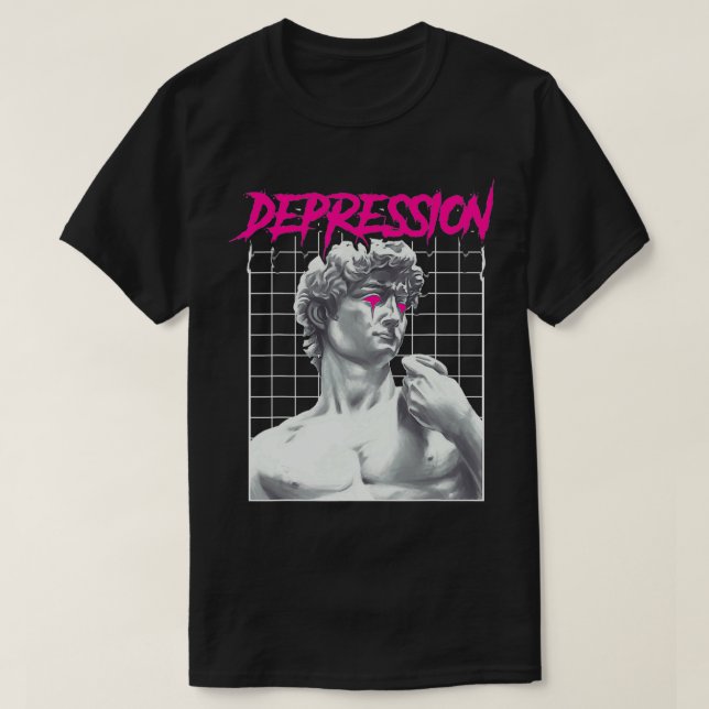 Camiseta Depression Greek Statue Grunge Aesthetic Emo Vapor (Frente do Design)