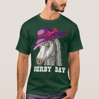 Camiseta Derby day 2022, chapéu roxo de cavalo engraçado 
