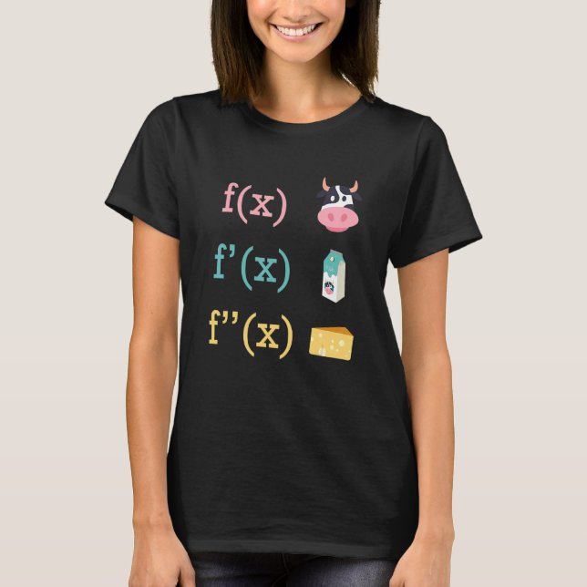 Camiseta Derivação De Queijo De Vaca De Diversão Matemática (Frente)