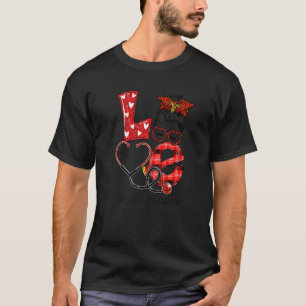 Camiseta Dermatologia Enfermeira Xadrez Leopardo Amor Coraç