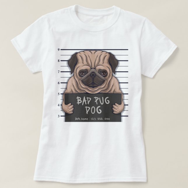 Camiseta Derpy Bad Pug T-Shirt (Frente do Design)