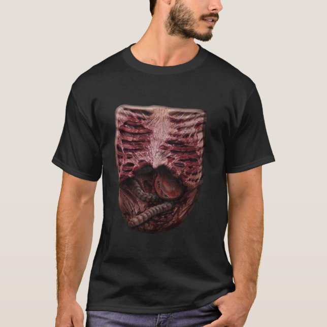 Camiseta Derramar do Tórax Zombie e Gore Costume (Frente)
