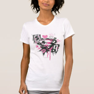 Camiseta Derramares de Supergirl e Colagem de Scribbles