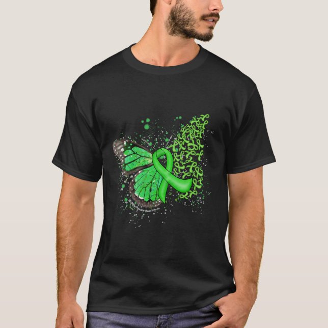 Camiseta Derrame de Butterfly Verde Doença Renal Awa (Frente)