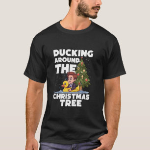 Camiseta Derrame Em Torno Da Árvore De Natal Ru De Natal