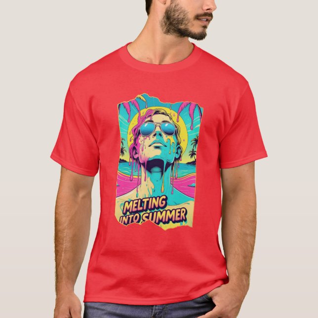 Camiseta Derreter No Verão - Trippy Retro Beach Vibes Tee (Frente)