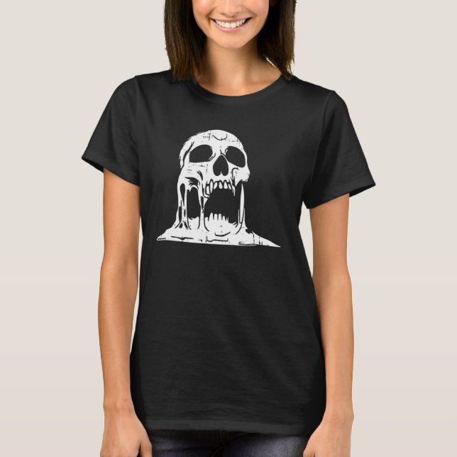 Camiseta Derreter o Gótico do Skeleton Skeleton Skull Hallo (Frente)