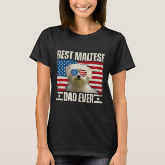 Camiseta derruba o Pai maltês Ever American Flag Dog Lover