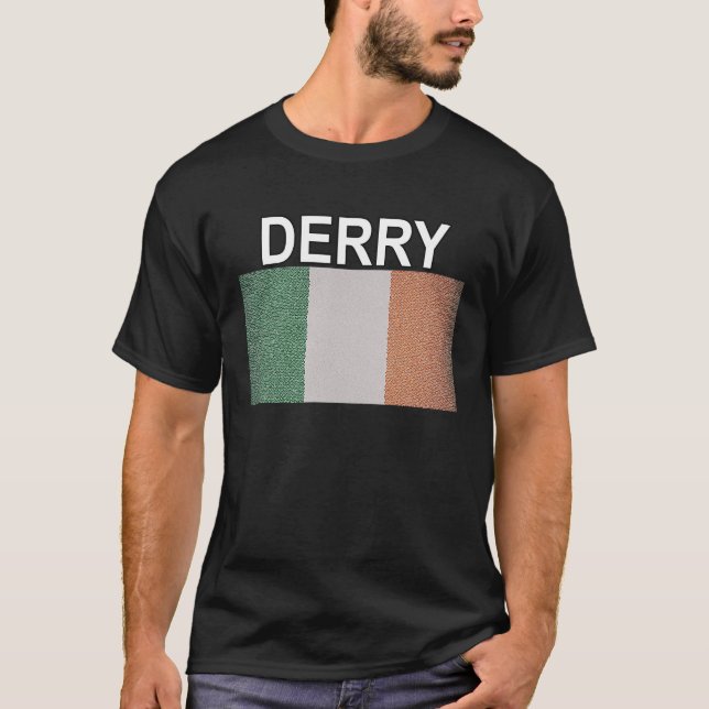 Camiseta Derry Ireland Flag Glass Bead Inspirou City (Frente)