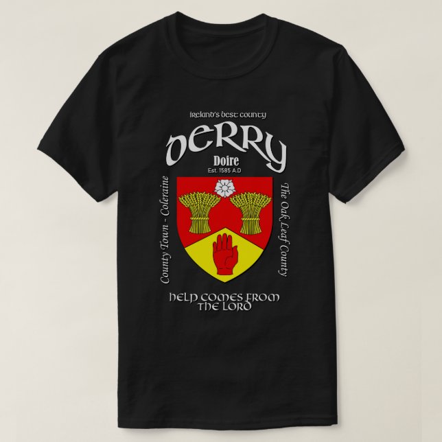 Camiseta Derry Ireland Irish Crest Casaco de Arms (Frente do Design)