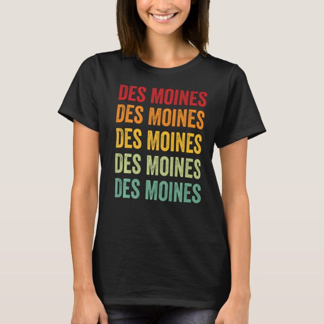 Camiseta Des Moines County Iowa Rainbow Text (Frente)