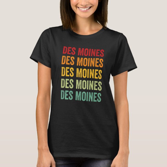Camiseta Des Moines County Iowa Rainbow Text (Frente)